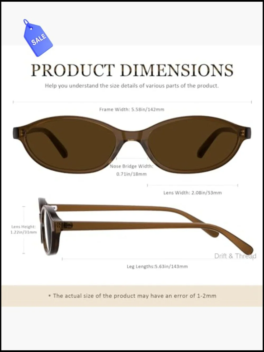 90s Oval Cat Eye Sunglasses UV400 Retro Y2K Shades Slim Frame Lightweight for